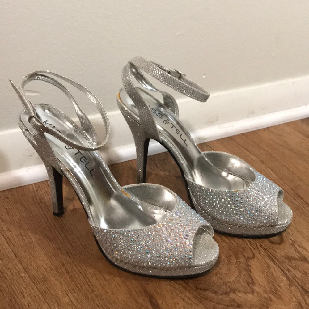 Sparkly Open-Toed Heels